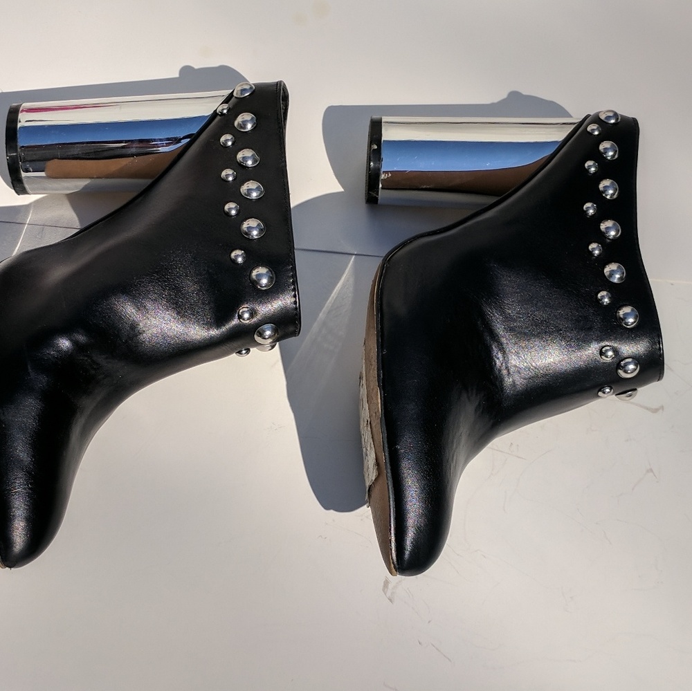 Design Lab Mule Silver Mirror Block Heel Studs - image 4